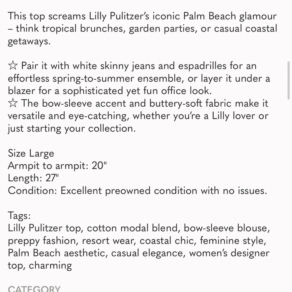 Lilly Pulitzer Lavender Bow Sleeve Top Size Large V-Neck Charming Coastal Preppy - Picture 7 of 7